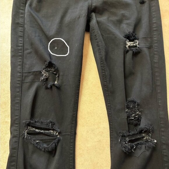 7 For All Mankind Black Distressed Mid Rise Skinny Jeans - Picture 14 of 14